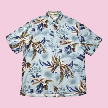 Vintage Hawaiian Blue Short Sleeve Shirt M-L