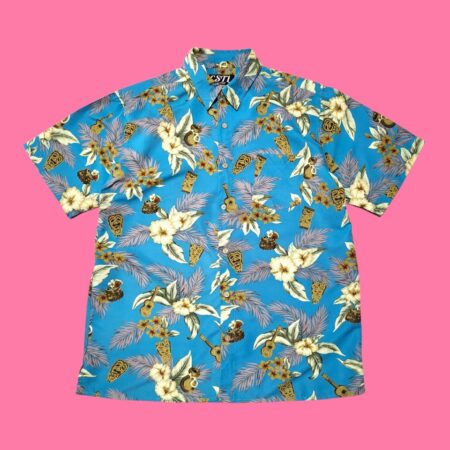 Vintage Hawaiian Blue Short Sleeve Shirt M-L