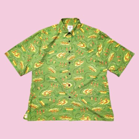 Vintage Hawaiian Short Sleeve Green Graphic Shirt XL