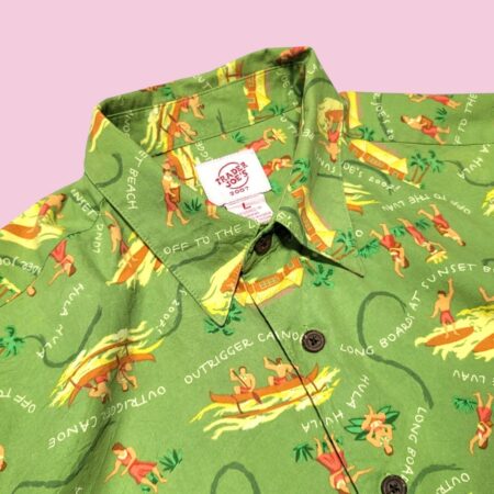 Vintage Hawaiian Short Sleeve Green Graphic Shirt XL