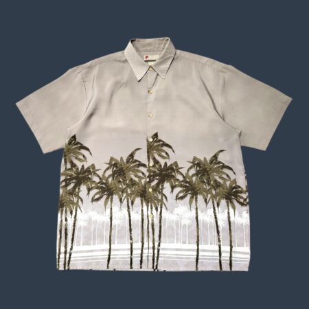 Vintage Hawaiian Palm Trees Grey Short Sleeve Shirt XL-XXL