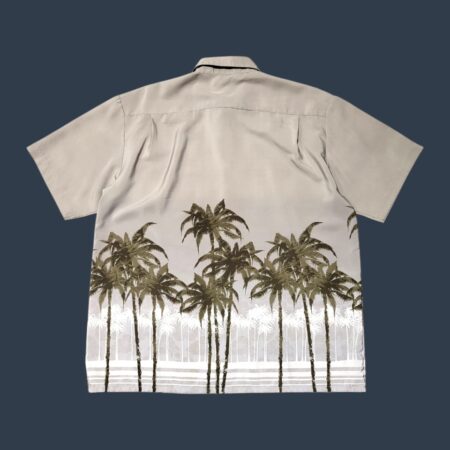 Vintage Hawaiian Palm Trees Grey Short Sleeve Shirt XL-XXL