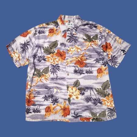 Vintage Hawaiian Palm Trees Short Sleeve Shirt M