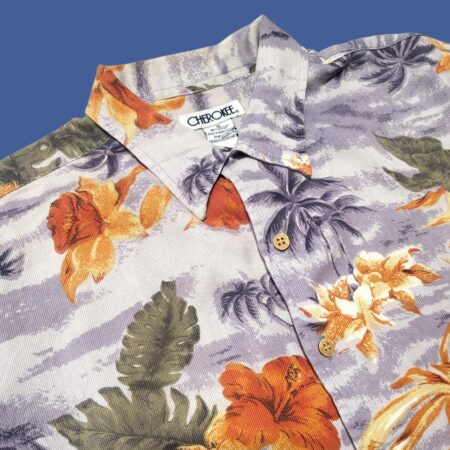 Vintage Hawaiian Palm Trees Short Sleeve Shirt M
