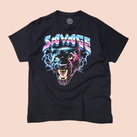 Vintage SAVAGE BLACK PANTHER Graphic T-Shirt M-L
