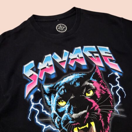 Vintage SAVAGE BLACK PANTHER Graphic T-Shirt M-L