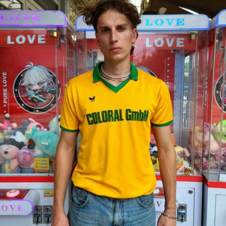 Vintage 80s/90s ERIMA Yellow Green Football Jersey M
