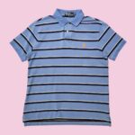 Vintage POLO RALPH LAUREN Blue stroiped Polo T-Shirt M