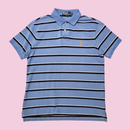 Vintage POLO RALPH LAUREN Blue stroiped Polo T-Shirt M