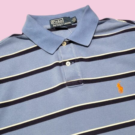 Vintage POLO RALPH LAUREN Blue stroiped Polo T-Shirt M