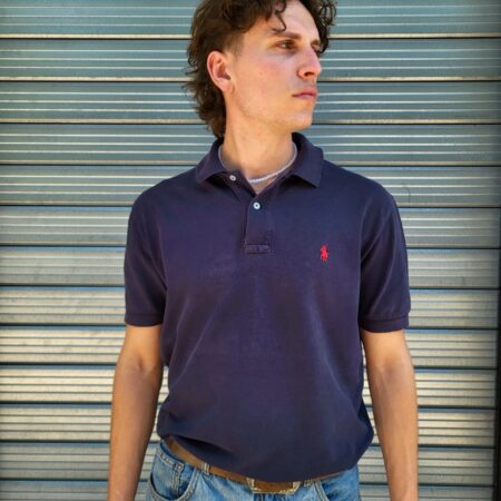 Vintage POLO RALPH LAUREN Faded Blue Polo T-shirt M-L
