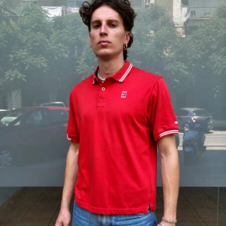 Vintage Y2K NIKE COURT Red Polo T-Shirt M