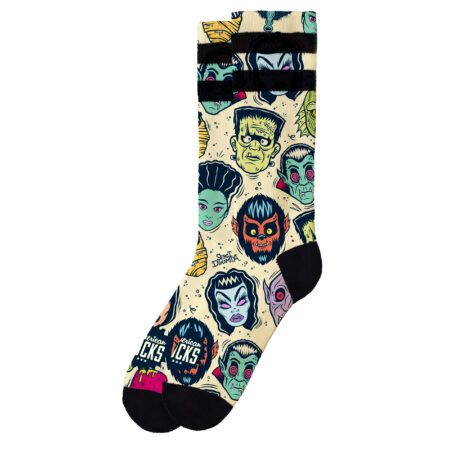 Κάλτσες american socks signature mid high σε πράσινο ανοιχτό με πρόσωπα villains απο κόμιξ.