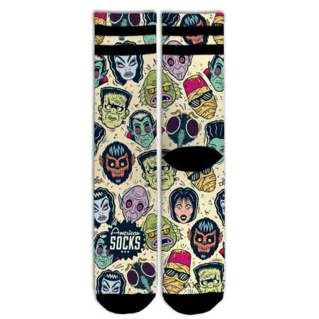Κάλτσες american socks signature mid high σε πράσινο ανοιχτό με πρόσωπα villains απο κόμιξ.