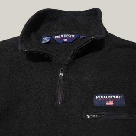 Vintage 90s Ralph Lauren Polo Sport Black Sherpa Fleece L-XL