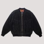 Vintage Liberty Black Suede Leather Bomber Jacket L