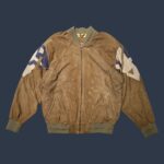 Vintage Montes Light Brown Suede Leather Bomber Jacket XL-XXL