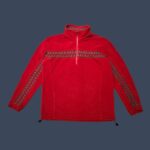 Vintage Salewa Women's Red Patterned 1/4 Zip Fleece XL