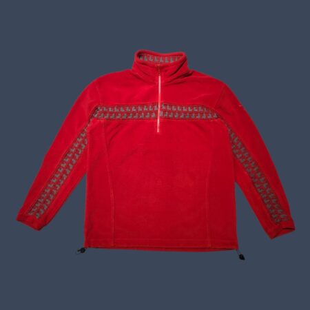 Vintage Salewa Women's Red Patterned 1/4 Zip Fleece XL