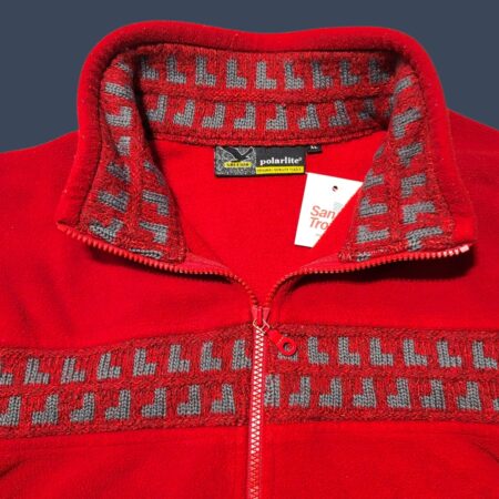 Vintage Salewa Women's Red Patterned 1/4 Zip Fleece XL