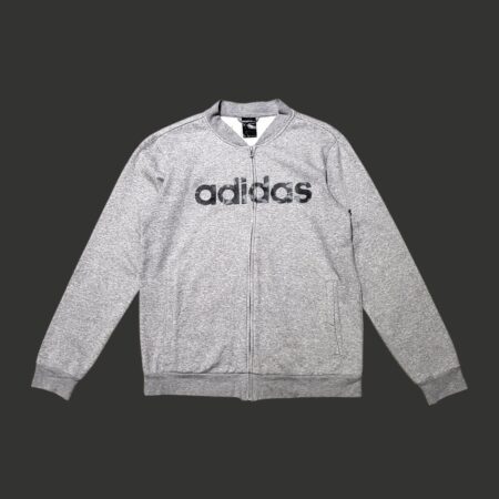 Adidas Grey Spellout Full Zip Sweatshirt M