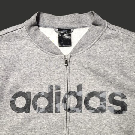 Adidas Grey Spellout Full Zip Sweatshirt M