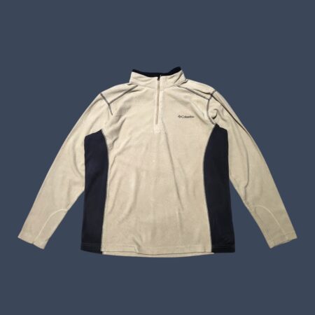 Columbia Beige & Black 1/4 Zip Fleece Sweater M-L