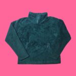 The North Face Women's 1/4 Zip Green Fuzzy Fleece Pullover M
