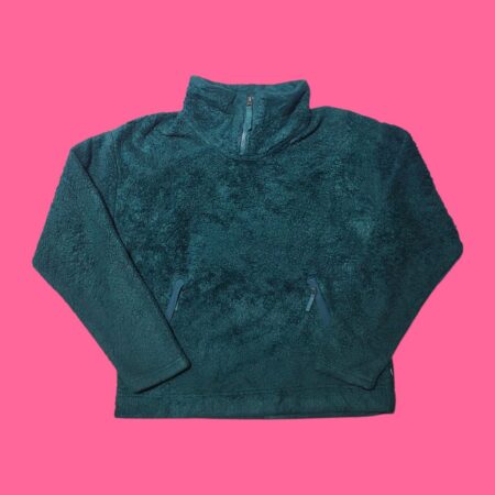 The North Face Women's 1/4 Zip Green Fuzzy Fleece Pullover M