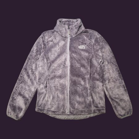 The North Face Women's Full Zip Grey Fuzzy Fleece Jacket M