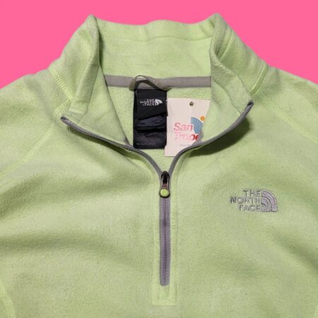 The North Face Women's Neon Green 1/4 Zip Fleece Sweater L