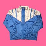 Vintage 80s/90s Leopard Blue & Silver Track Top XL