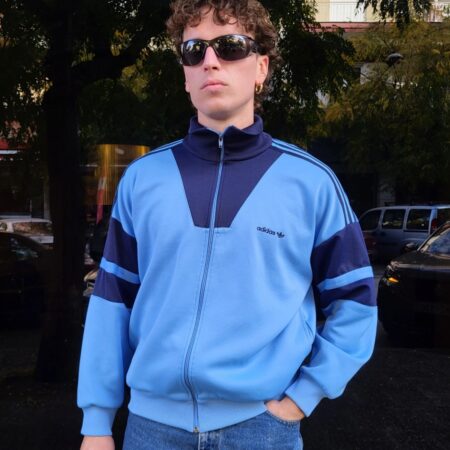 Vintage 80s Adidas Blue Track Top M