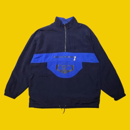 Vintage 90s Reebok Black & Blue Pullover Jacket L