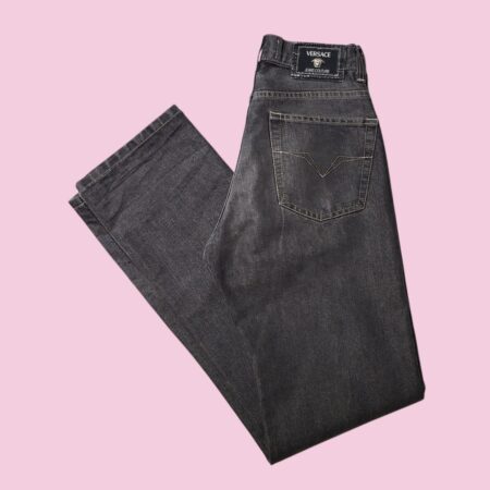 Vintage 90s Versace Jeans Couture Women's Black/Grey Jeans W28
